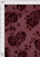 FLOCK-S70420 BURGUNDY BOTTOMS CAMI DRESS FLOCKING FLORAL KNIT MESH POLYESTER PRINT SKIRTS SPANDEX STRETCH TOPS