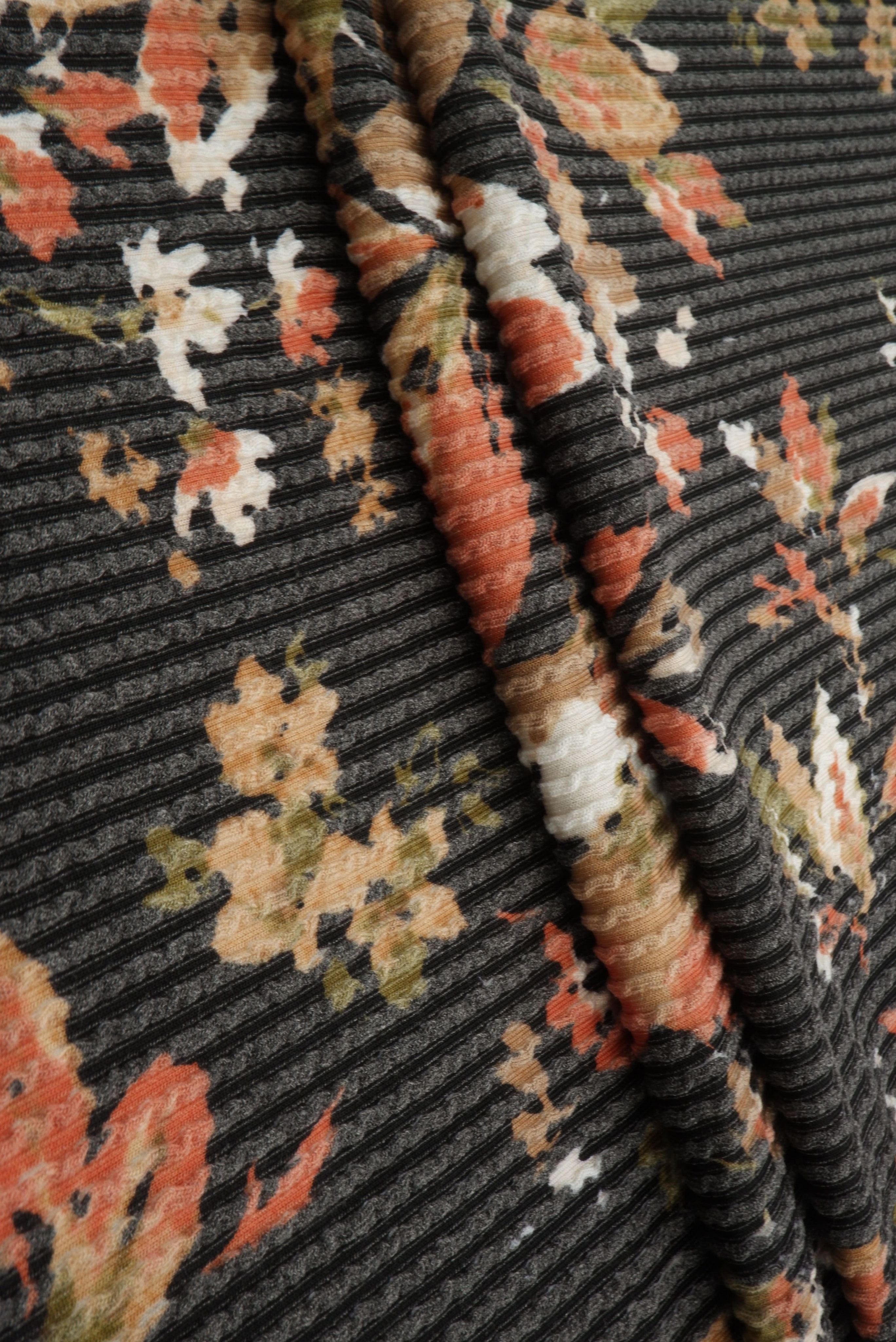 KNT4463-MS11312 BLACK ACTIVEWEAR BOTTOMS DOUBLE KNIT DRESS FLORAL JACQUARD PANTS POLYESTER RAYON RIB SKIRTS SOLID SPANDEX STRETCH TOPS URBAN