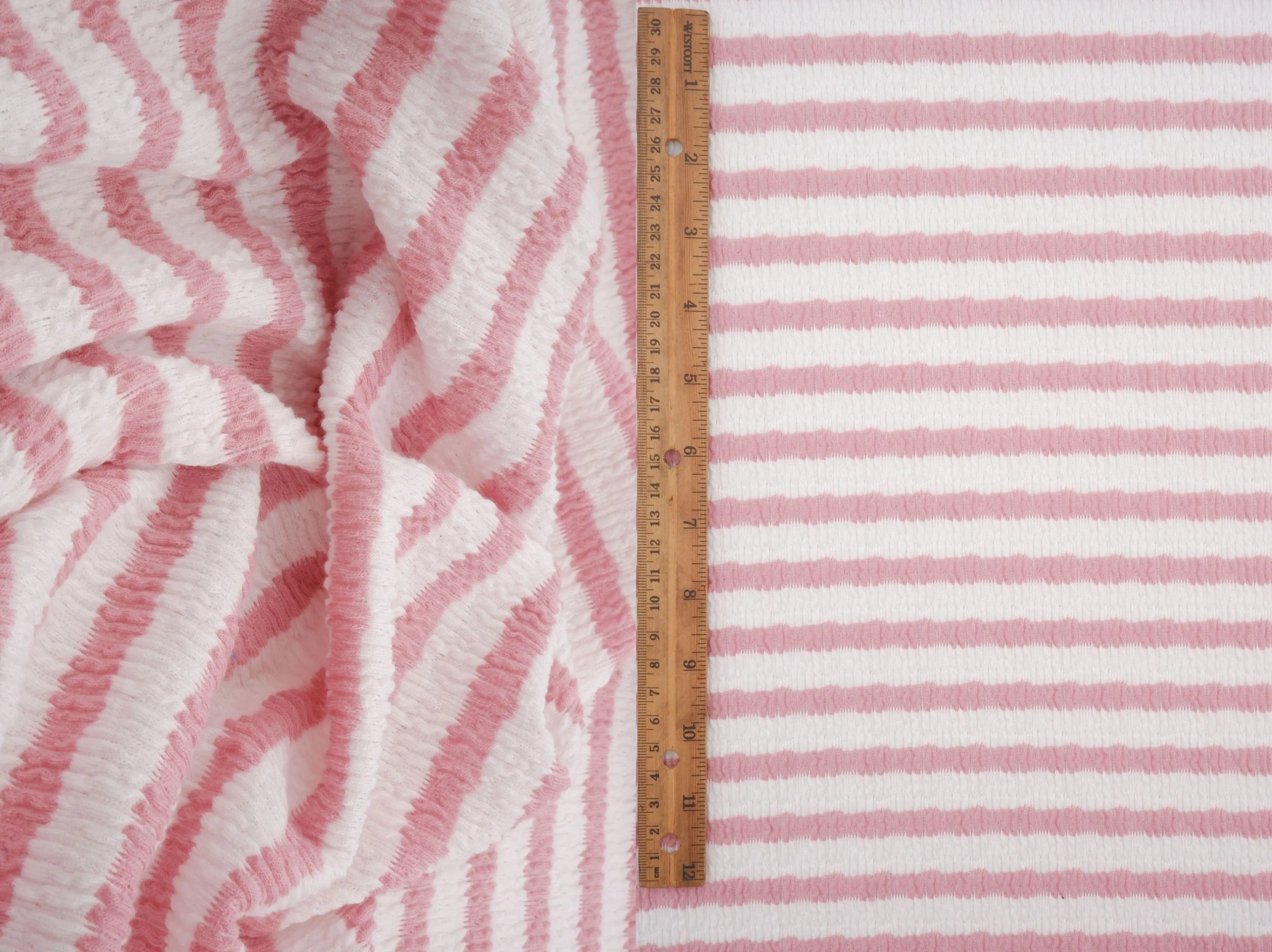 JACQ-4619 IVORY/PINK DUSTY BOTTOMS DRESS JACQUARD KNIT LIVERPOOL OUTERWEAR PANTS POLYESTER SKIRTS SOLID SPANDEX STRETCH STRIPE SWEATER TOPS