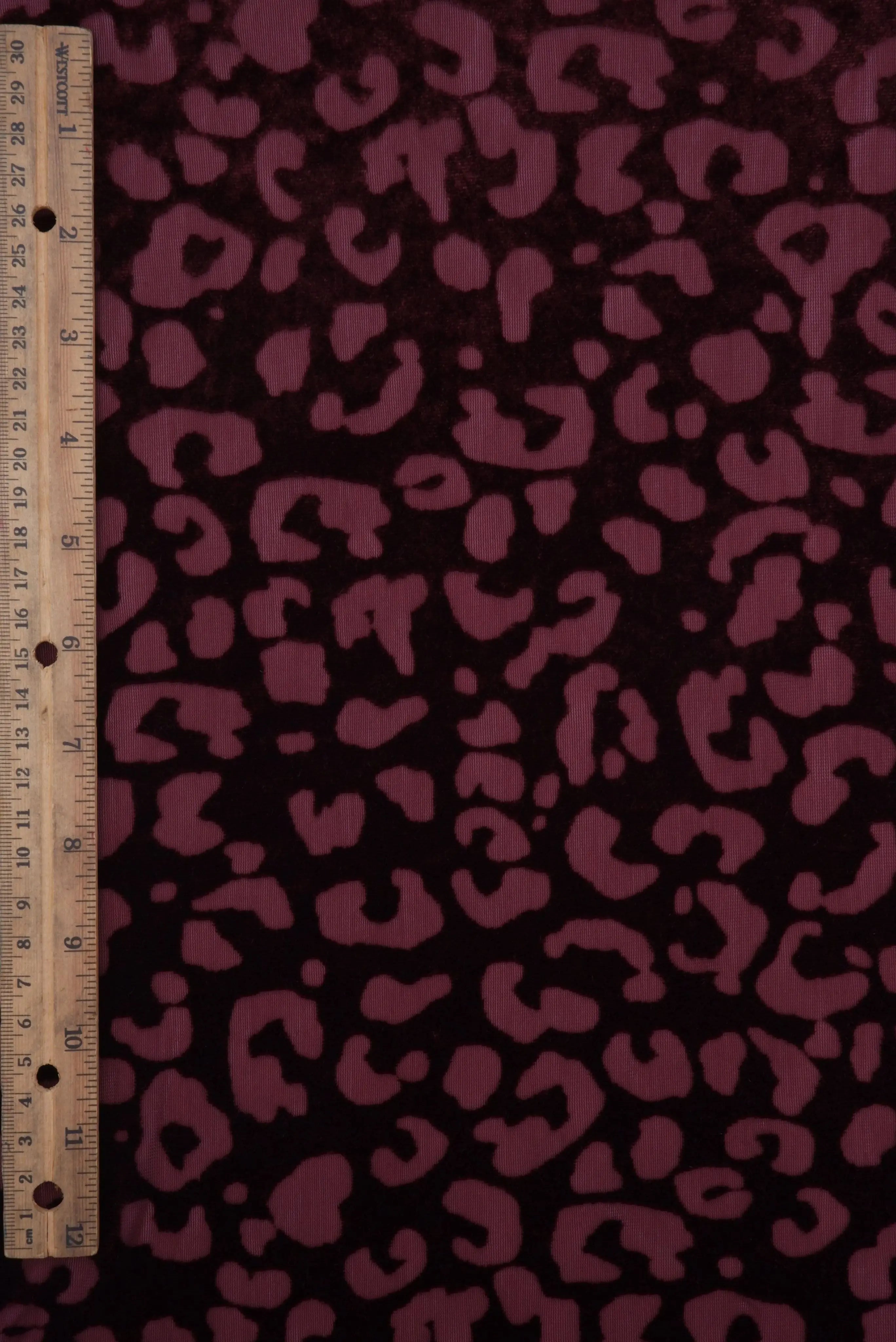 KNT3869-Q10720 BURGUNDY ANIMAL BLOUSE BOTTOMS BURNOUT CAMI DRESS KNIT LOUNGEWEAR NYLON POLYESTER PRINT-B SPANDEX STRETCH TOPS VELVET