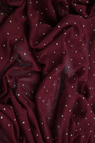 MESH-4600 BURGUNDY/COPPER BLOUSE BODYSUIT CAMI DOT FLOCKING FOIL LOUNGEWEAR LUREX MESH NO-PRINT POLYESTER SPANDEX STRETCH TOPS TUNICS