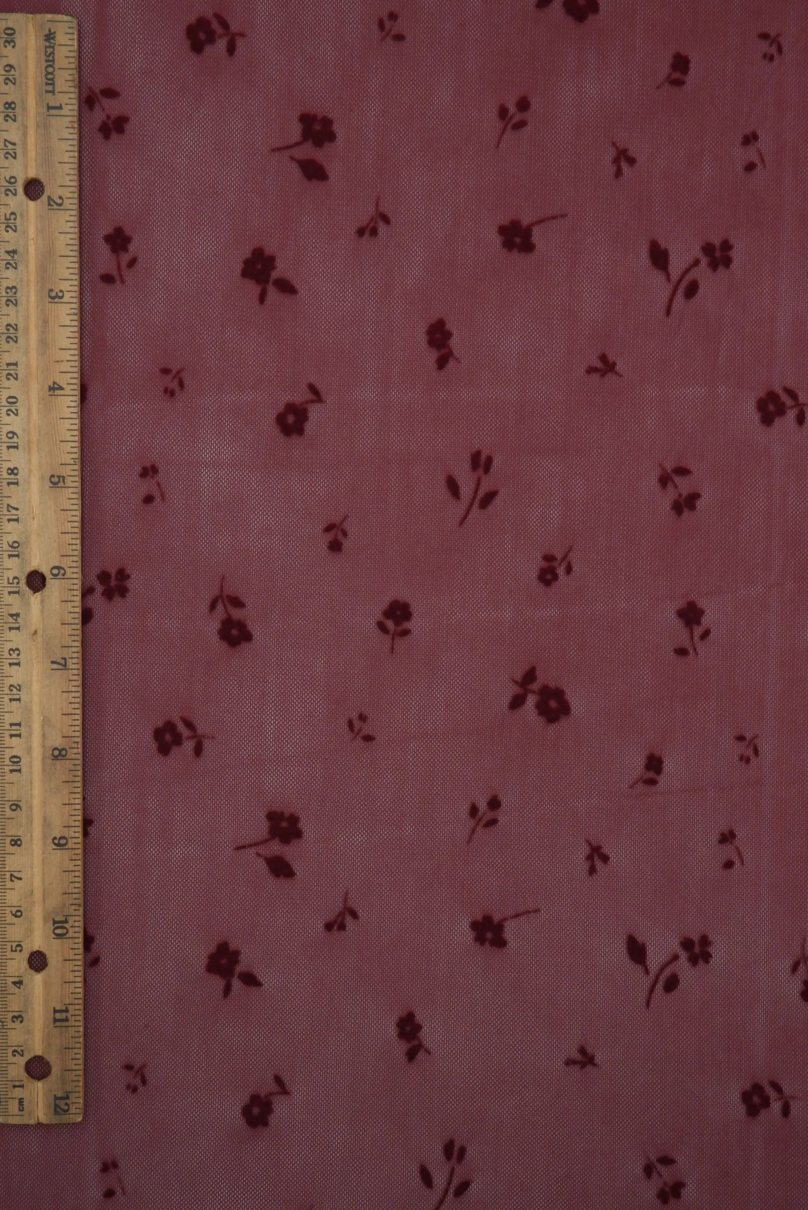 FLOCK-MS11279 BURGUNDY BLOUSE CAMI FLOCKING FLORAL LOUNGEWEAR MESH POLYESTER SKIRTS SOLID SPANDEX STRETCH TOPS