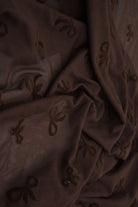 FLOCK-MS11411 BROWN BLOUSE BODYSUIT BOTTOMS BOW CAMI DRESS FLOCKING LOUNGEWEAR MESH POLYESTER PRINT SPANDEX STRETCH TOPS