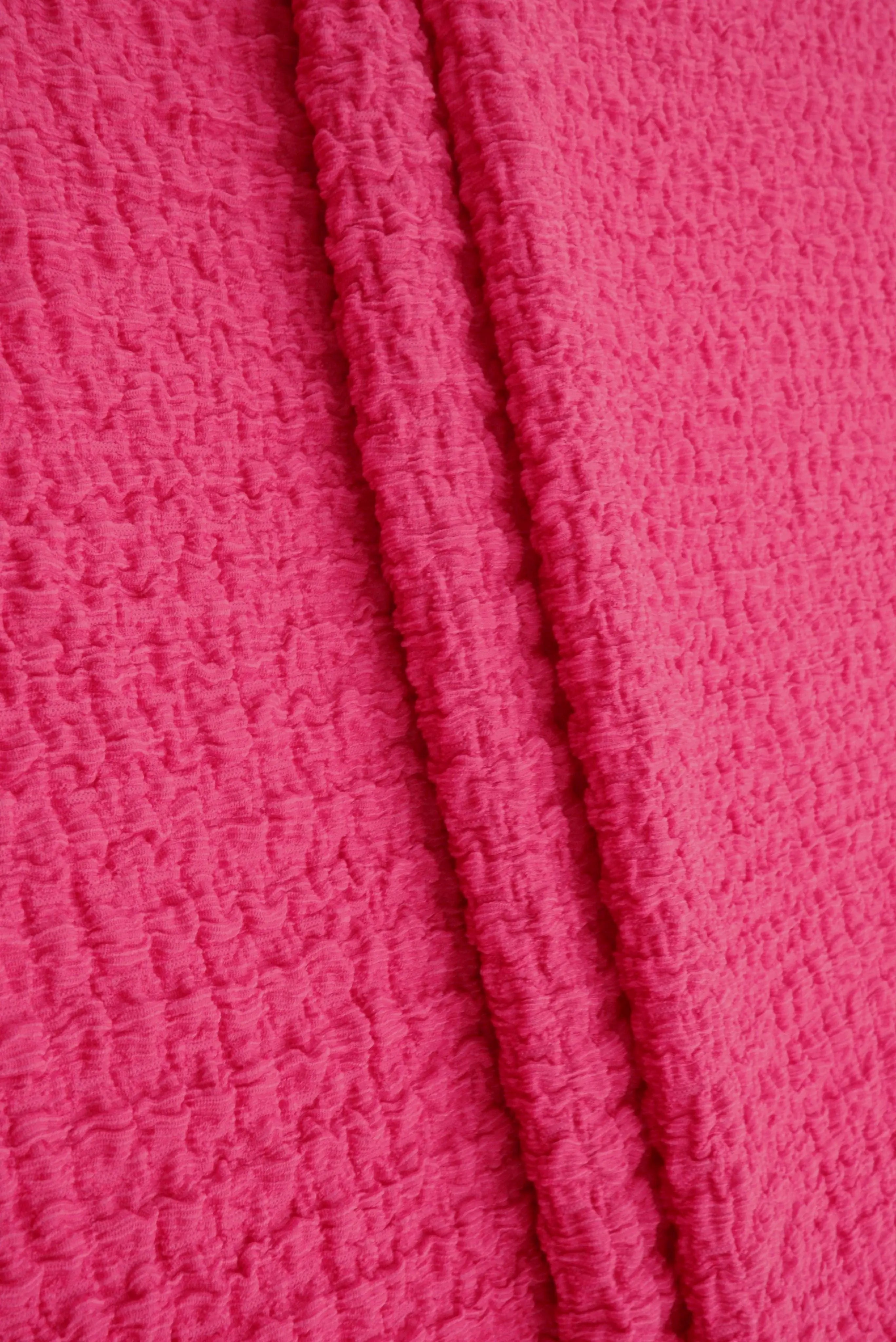 CRP4501 FUCSHIA NEW BODYSUIT BOTTOMS CAMI CREPE DRESS KNIT NO-PRINT POLYESTER SKIRTS SOLID SPANDEX TOPS WAFFLE WOVEN