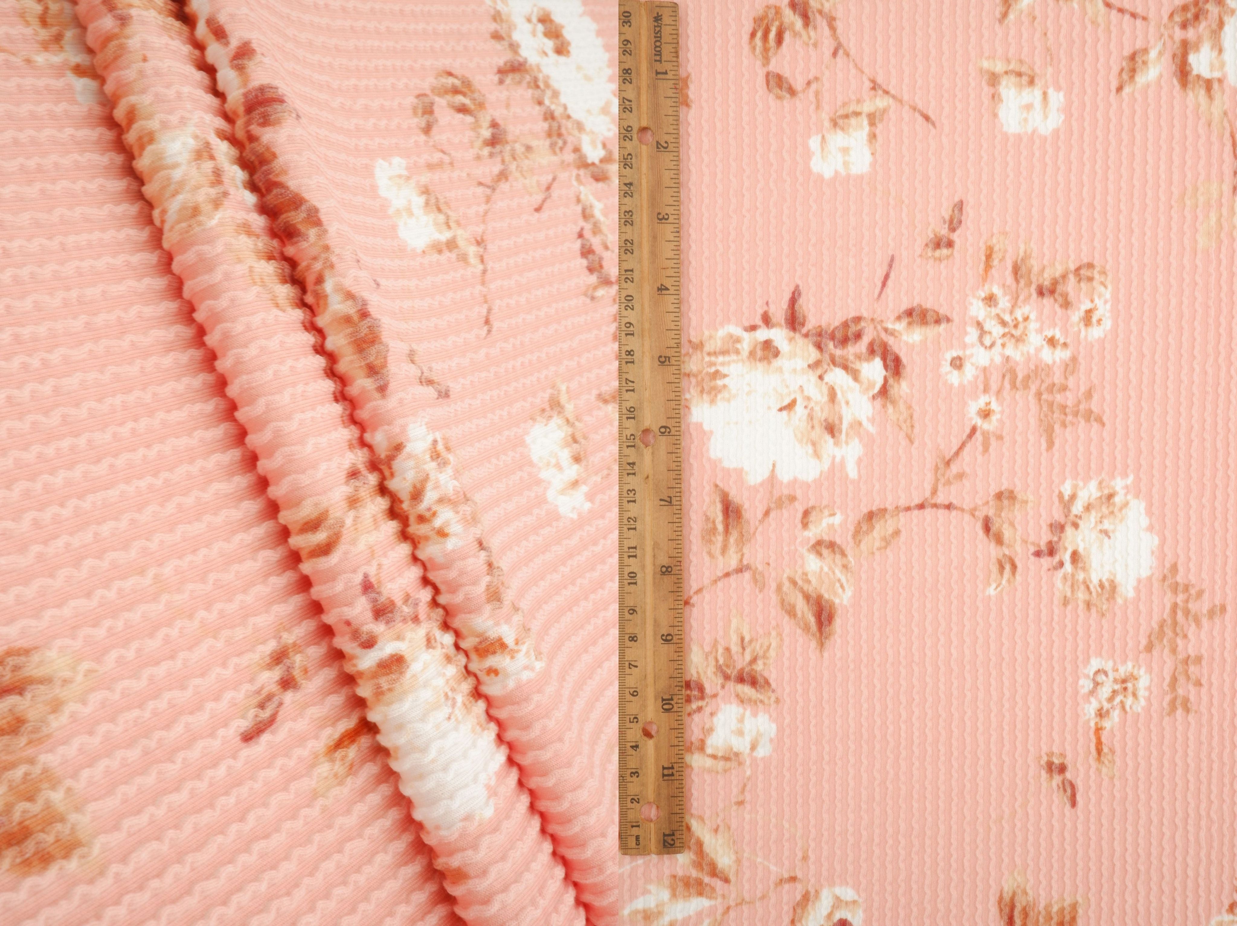 KNT4463-MS11153 CORAL ACTIVEWEAR BOTTOMS DOUBLE KNIT DRESS FLOWER JACQUARD PANTS POLYESTER RAYON RIB SKIRTS SOLID SPANDEX STRETCH URBAN