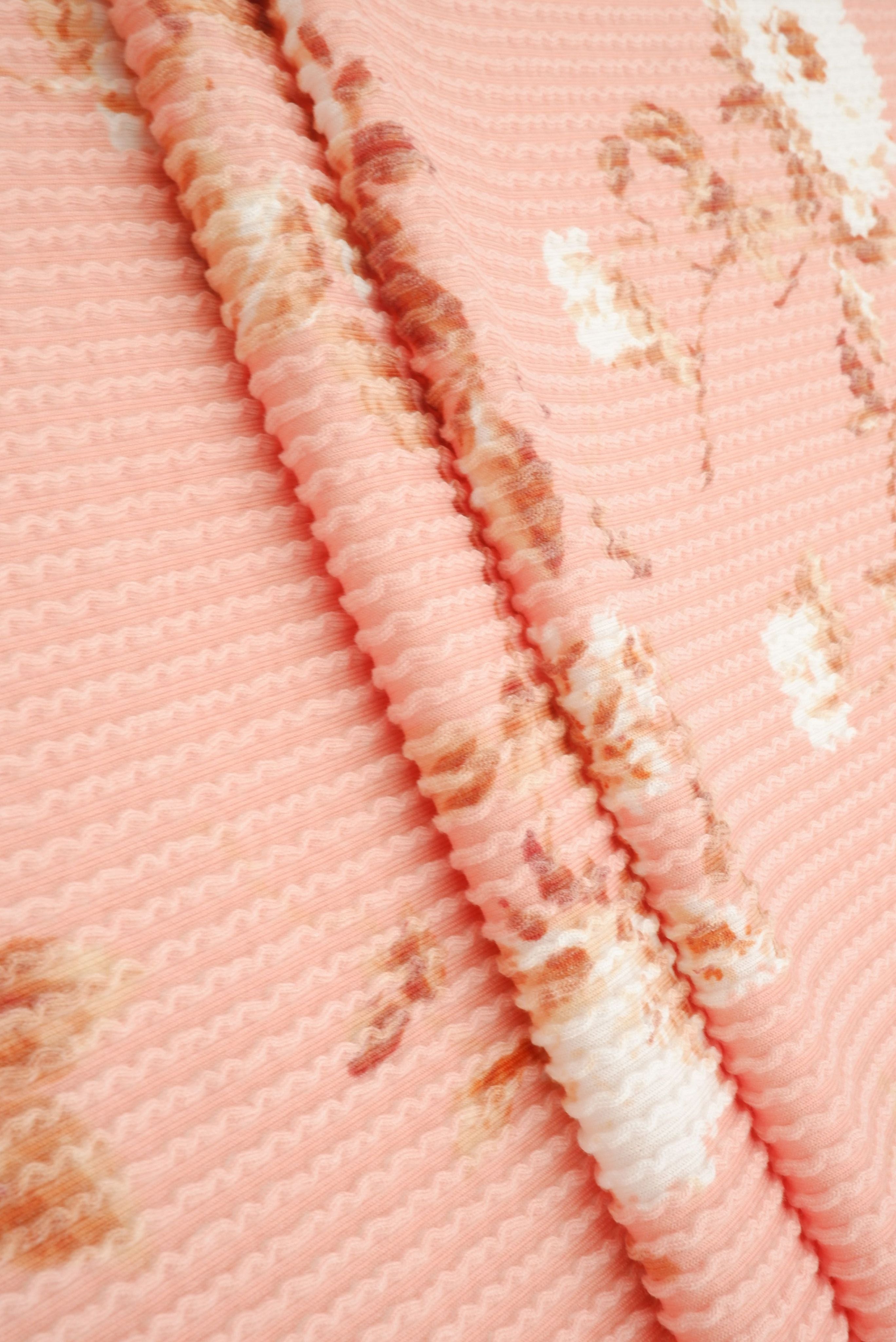 KNT4463-MS11153 CORAL ACTIVEWEAR BOTTOMS DOUBLE KNIT DRESS FLOWER JACQUARD PANTS POLYESTER RAYON RIB SKIRTS SOLID SPANDEX STRETCH URBAN