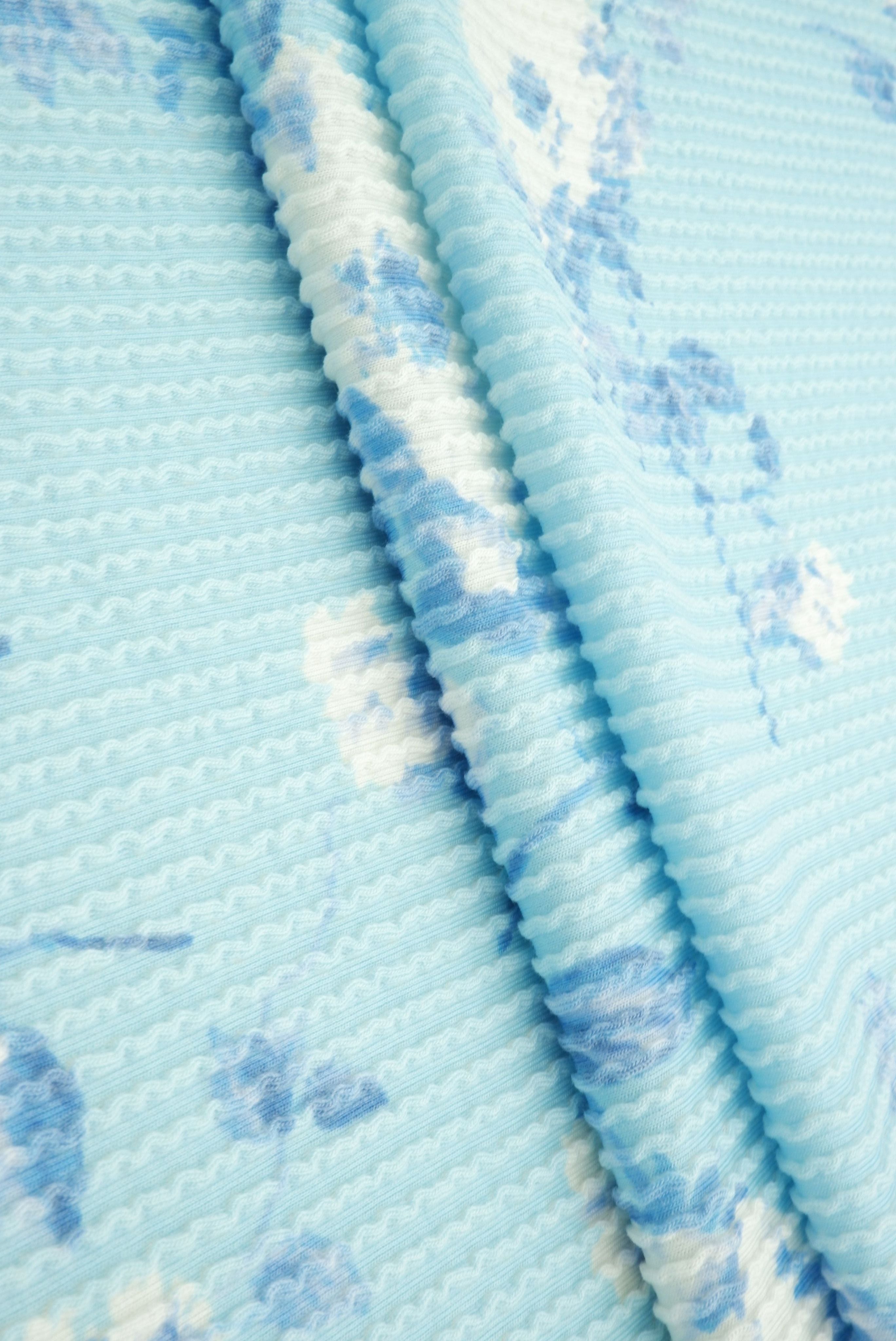 KNT4463-MS11153 SKY BLUE ACTIVEWEAR BOTTOMS DOUBLE KNIT DRESS FLOWER JACQUARD PANTS POLYESTER RAYON RIB SKIRTS SOLID SPANDEX STRETCH URBAN