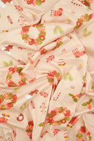 DKNT4520-M11730 TAN ACTIVEWEAR BIKER SHORTS BOTTOMS DIGITAL PRINT DRESS DTY BRUSHED KNIT PANTS POLYESTER SKIRTS SPANDEX