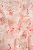 LACE4481-M11721 PEACH BLOUSE BOTTOMS CAMI DIGITAL PRINT DITSY DRESS LACE POLYESTER SKIRTS SPANDEX TOPS