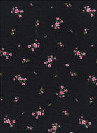 KNT3422-MS11721 BLACK BOTTOMS DITSY DRESS KNIT PANTS POLYESTER PRINT RIBBED 4X2 SKIRTS SPANDEX TOPS