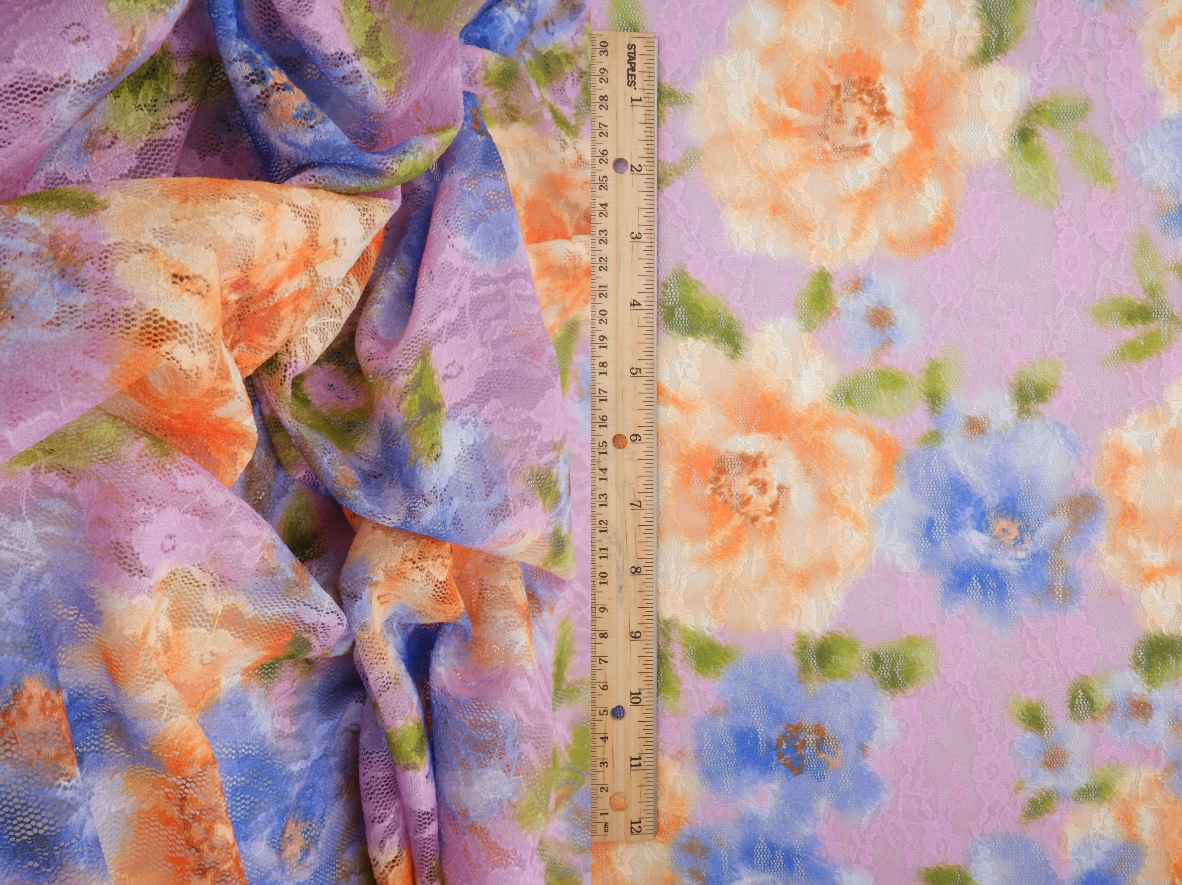 LACE4481-M11709 LAVENDER BLOUSE BOTTOMS CAMI DIGITAL PRINT DRESS FLOWER LACE POLYESTER SKIRTS SPANDEX TOPS