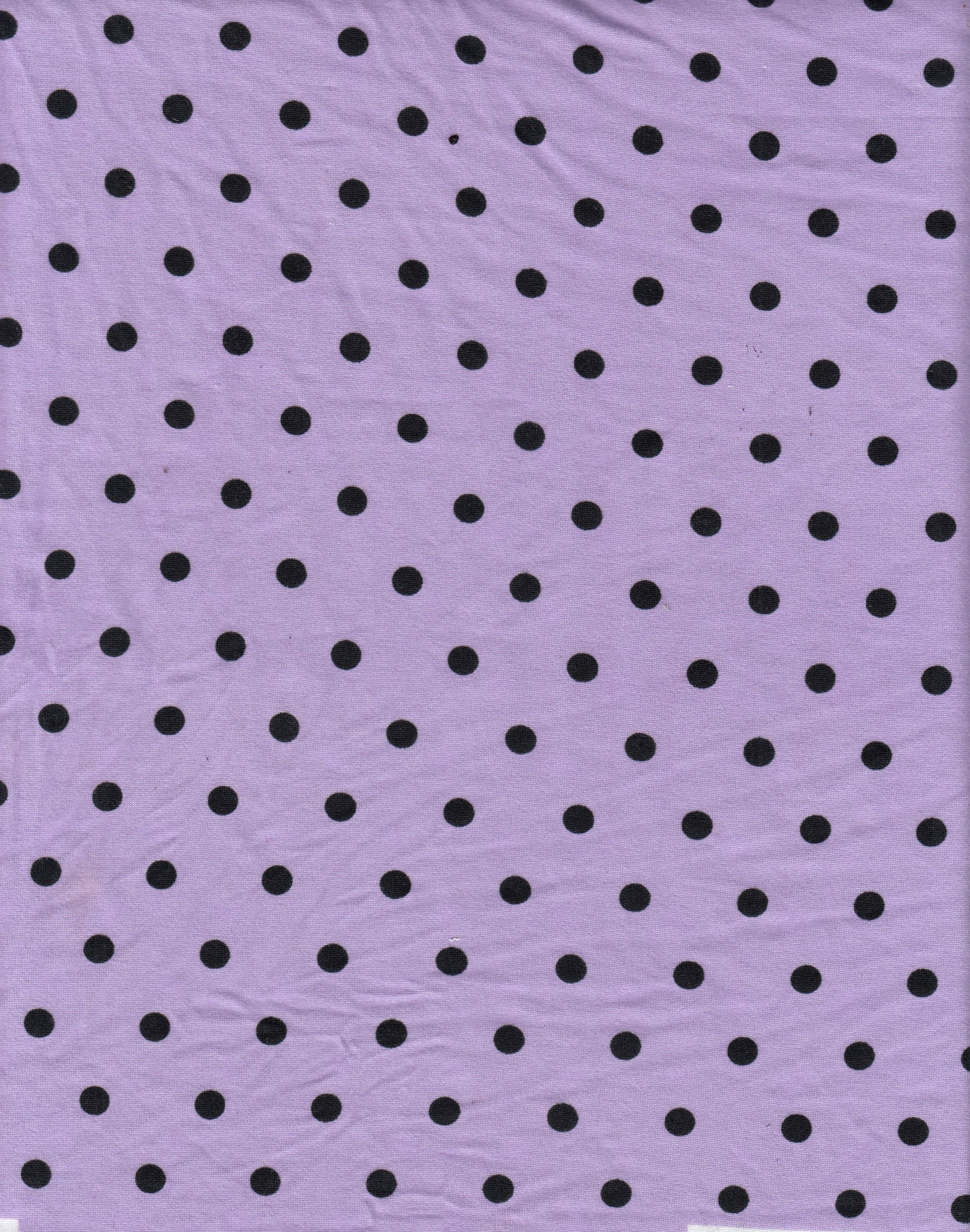 KNT4520-MS11654 LAVENDER/BLACK BOTTOMS DOT DRESS DTY BRUSHED KNIT POLYESTER SPANDEX PRINT T-SHIRT TOPS
