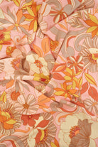 KNT2100-MS10070 PEACH/RUST FLOWER ACTIVEWEAR BIKER SHORTS BLOUSE BODYSUIT BOTTOMS CAMI DRESS DTY BRUSHED FLORAL KNIT LOUNGEWEAR PANTS PEACH POLYESTER PRINT PUCCI RUST SKIRTS SPANDEX STRETCH T-SHIRT TOPS TUNICS