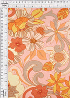 KNT2100-MS10070 PEACH/RUST FLOWER ACTIVEWEAR BIKER SHORTS BLOUSE BODYSUIT BOTTOMS CAMI DRESS DTY BRUSHED FLORAL KNIT LOUNGEWEAR PANTS PEACH POLYESTER PRINT PUCCI RUST SKIRTS SPANDEX STRETCH T-SHIRT TOPS TUNICS