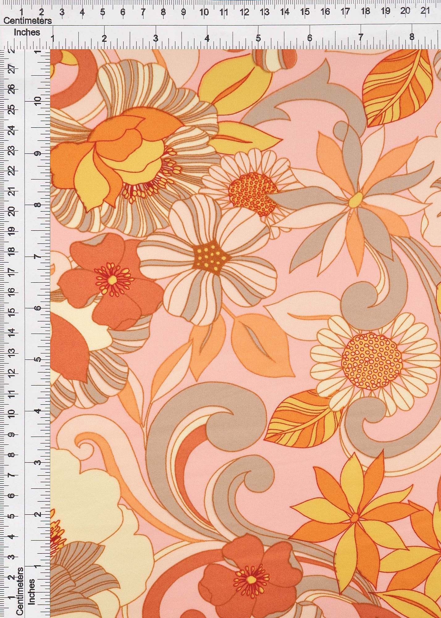 KNT2100-MS10070 PEACH/RUST FLOWER ACTIVEWEAR BIKER SHORTS BLOUSE BODYSUIT BOTTOMS CAMI DRESS DTY BRUSHED FLORAL KNIT LOUNGEWEAR PANTS PEACH POLYESTER PRINT PUCCI RUST SKIRTS SPANDEX STRETCH T-SHIRT TOPS TUNICS