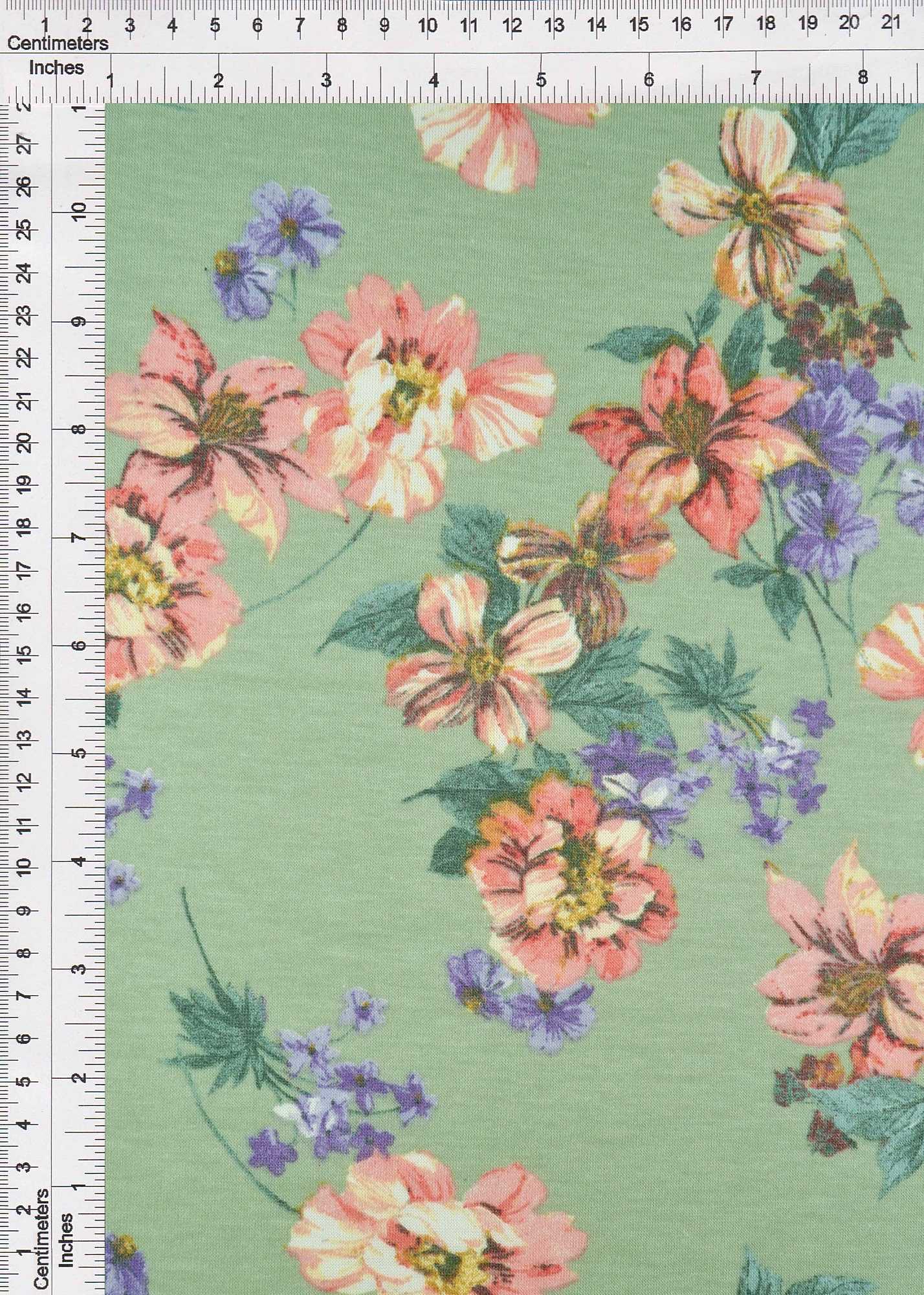 KNT1304-MS10027 SAGE BODYSUIT BOTTOMS CAMI DRESS FLOWER GREEN KNIT PEACH POLYESTER PRINT PURPLE RAYON ROSE SPANDEX STRETCH TOPS
