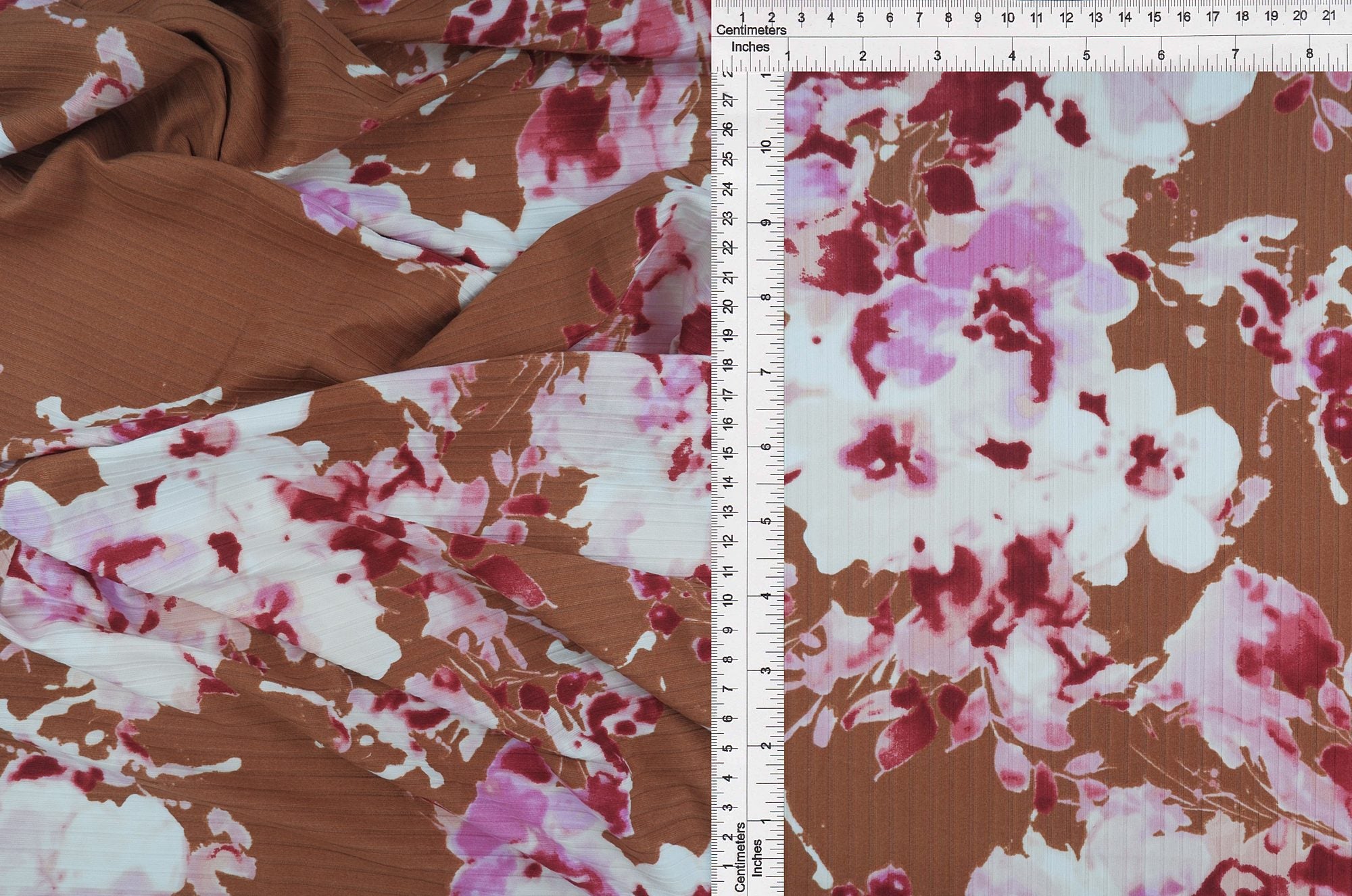 KNT4135-MS10320 BROWN LT BIKER SHORTS BODYSUIT BOTTOMS BROWN CAMI DRESS FLORAL FLOWER IVORY KNIT LOUNGEWEAR PANTS PINK POLYESTER PRINT RIBBED 8X3 SPANDEX STRETCH SUBLIMATION T-SHIRT TOPS TUNICS