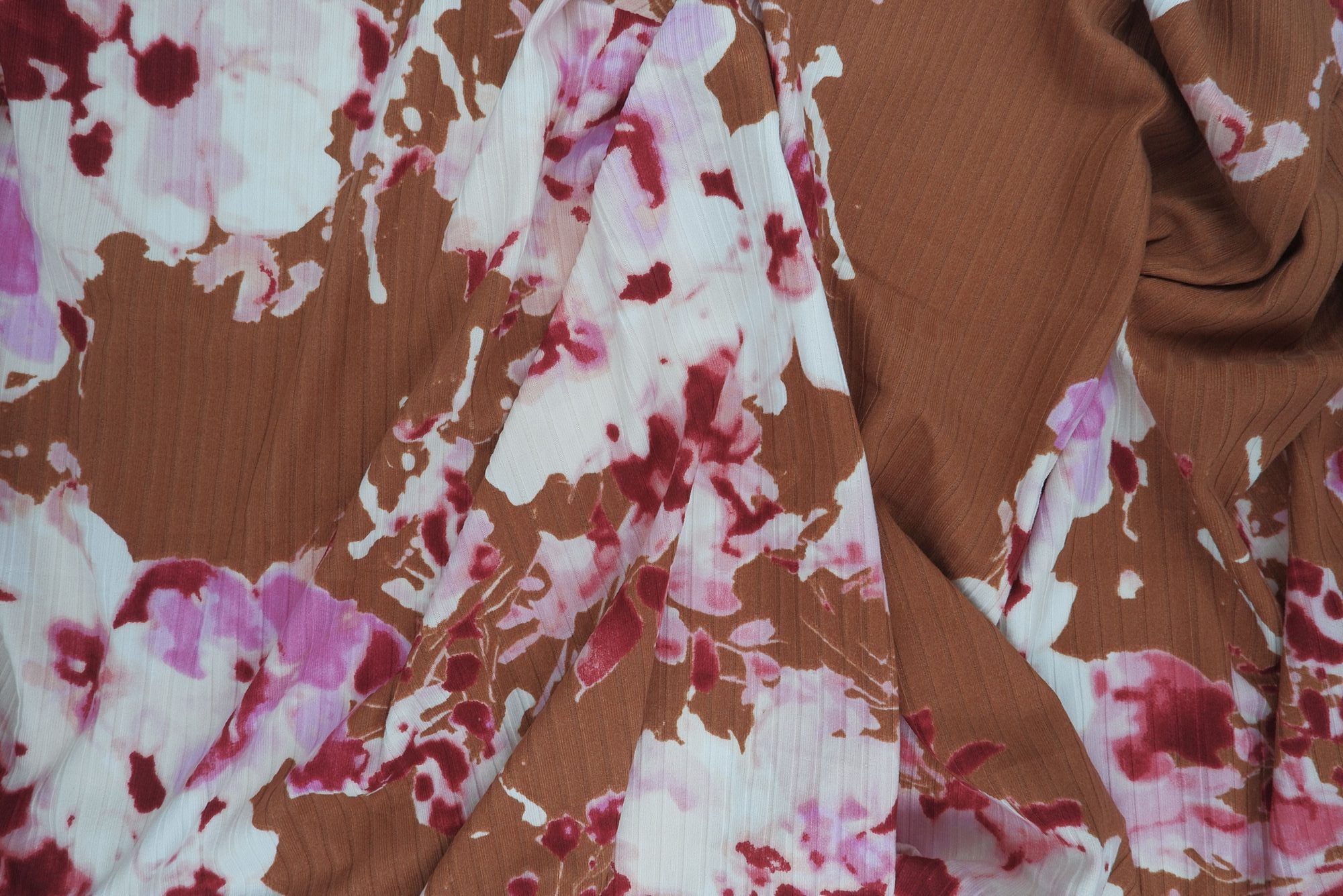 KNT4135-MS10320 BROWN LT BIKER SHORTS BODYSUIT BOTTOMS BROWN CAMI DRESS FLORAL FLOWER IVORY KNIT LOUNGEWEAR PANTS PINK POLYESTER PRINT RIBBED 8X3 SPANDEX STRETCH SUBLIMATION T-SHIRT TOPS TUNICS