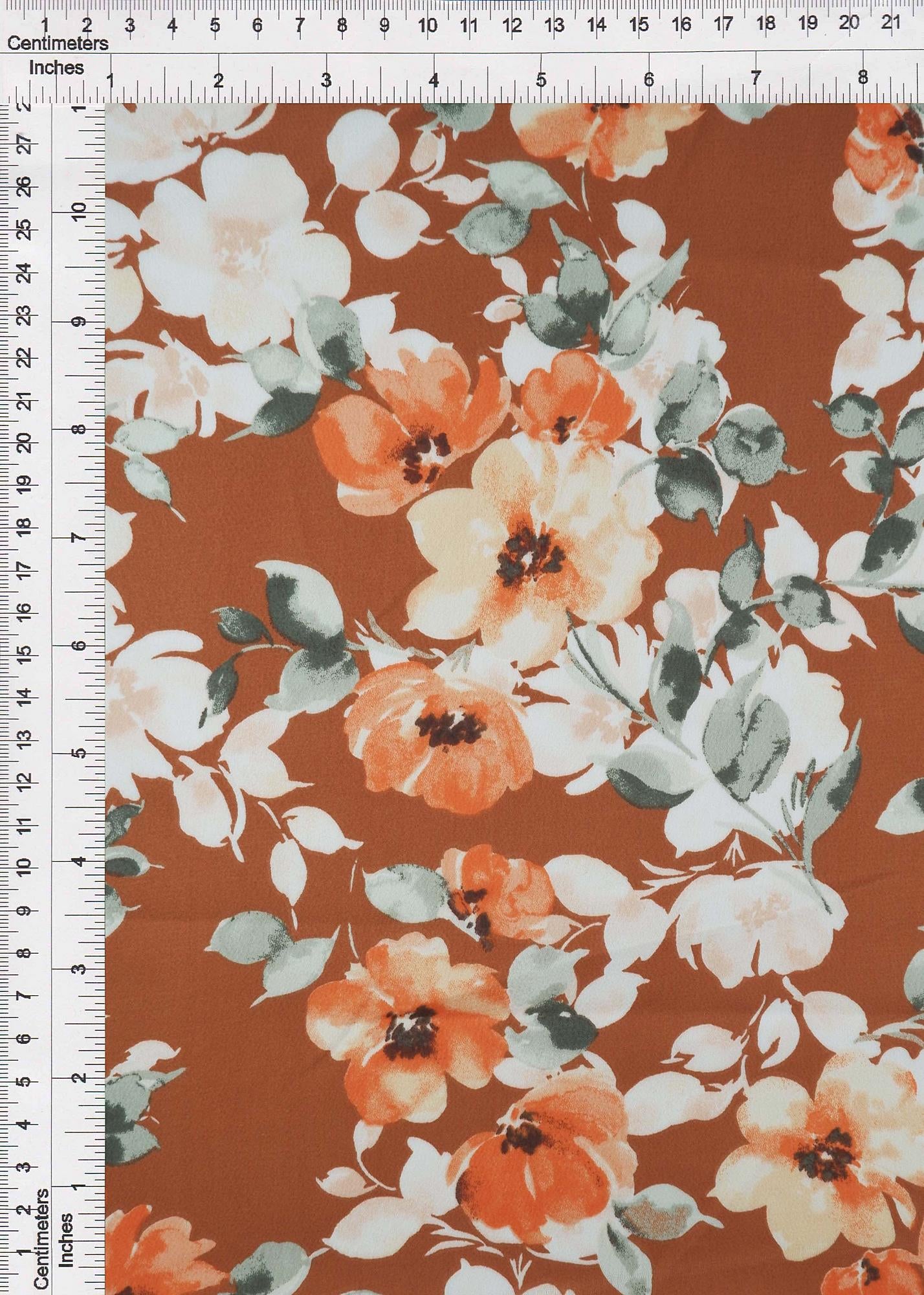 POP4427-MS10501 BROWN BLOUSE BODYSUIT BOTTOMS CAMI DRESS FLORAL FLOWER PANTS POLYESTER PRINT SATIN SKIRTS SPANDEX TOPS WOVEN