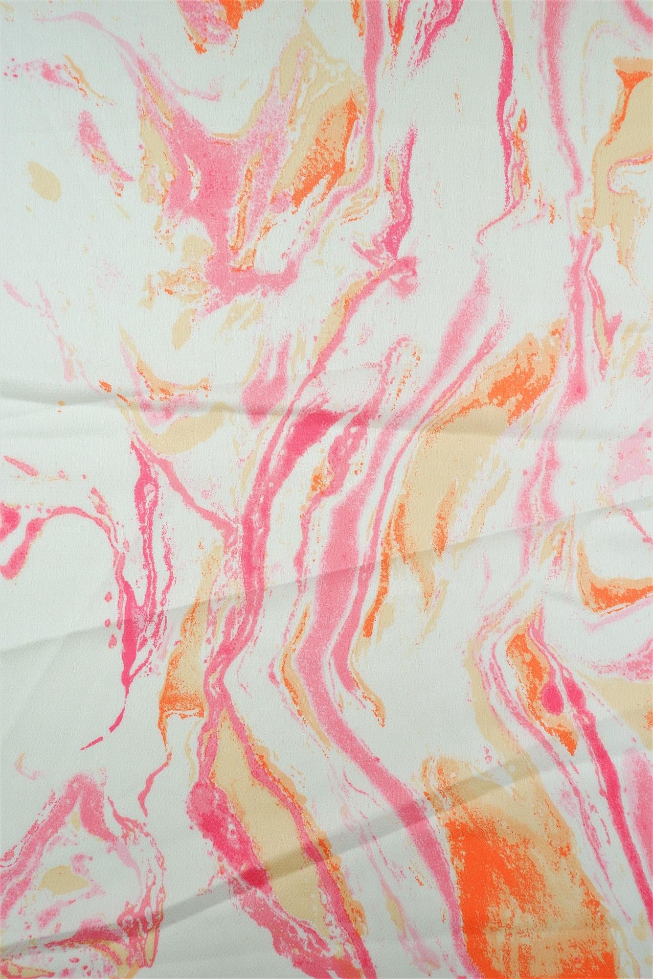 POP4427-MS10015 IVORY/PINK BLOUSE CAMI DRESS MARBLE POLYESTER PRINT SATIN SPANDEX TOPS WOVEN