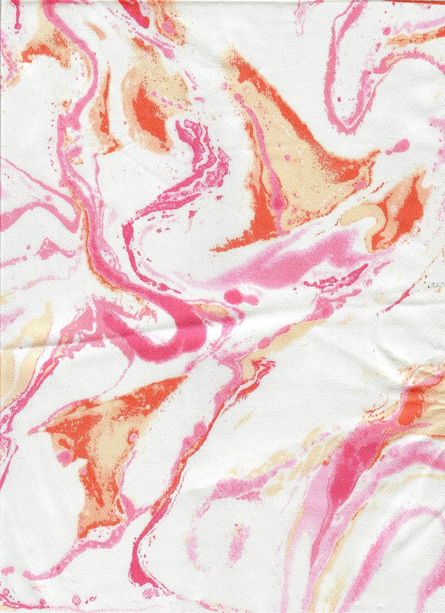 POP4427-MS10015 IVORY/PINK BLOUSE CAMI DRESS MARBLE POLYESTER PRINT SATIN SPANDEX TOPS WOVEN