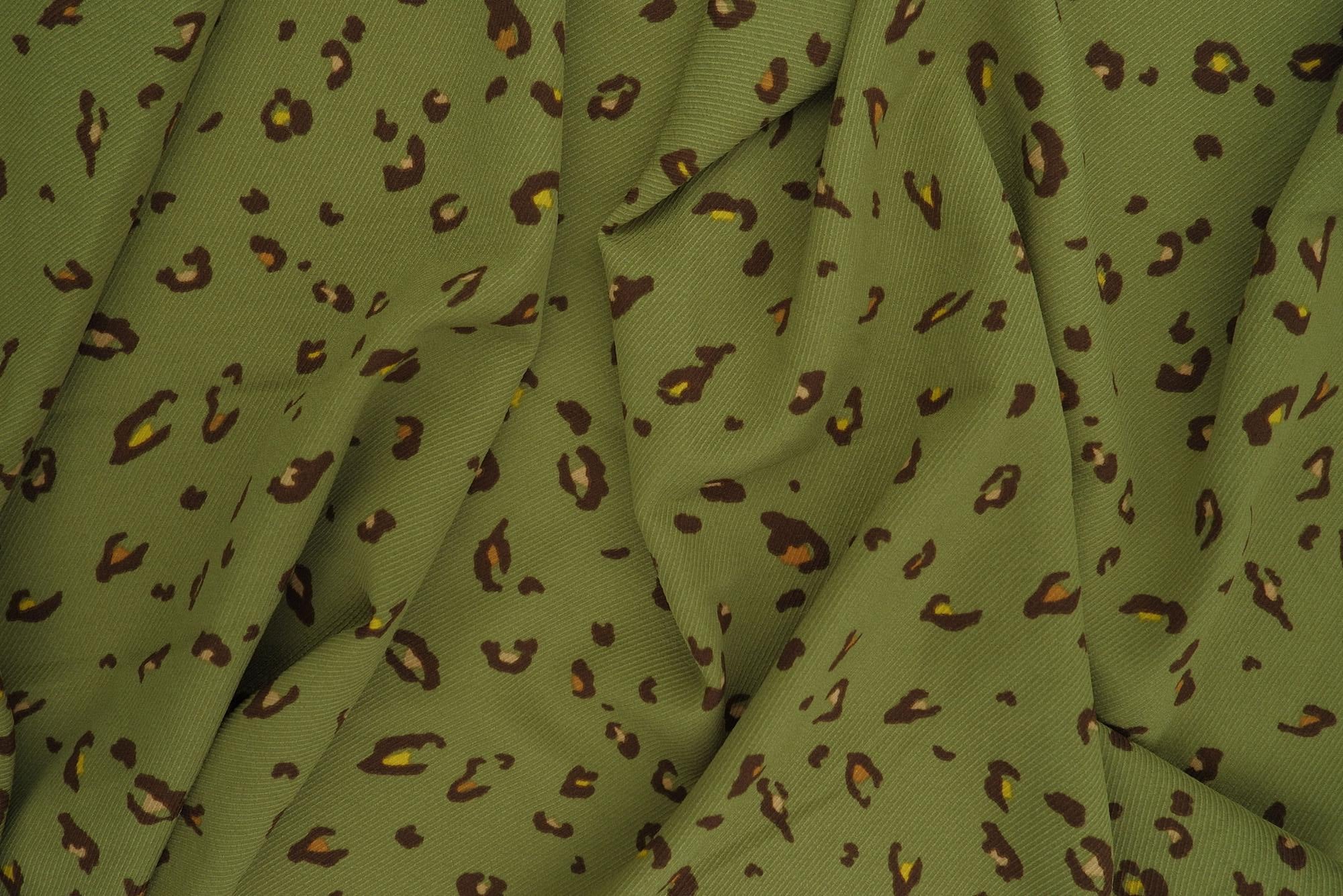 POP4435-MS10516 OLIVE ANIMAL BLOUSE BODYSUIT BOTTOMS BROWN CAMI DRESS GOLD GREEN LEOPARD PANTS POLYESTER PRINT SKIRTS SPANDEX T-SHIRT TOPS TWILL WOVEN