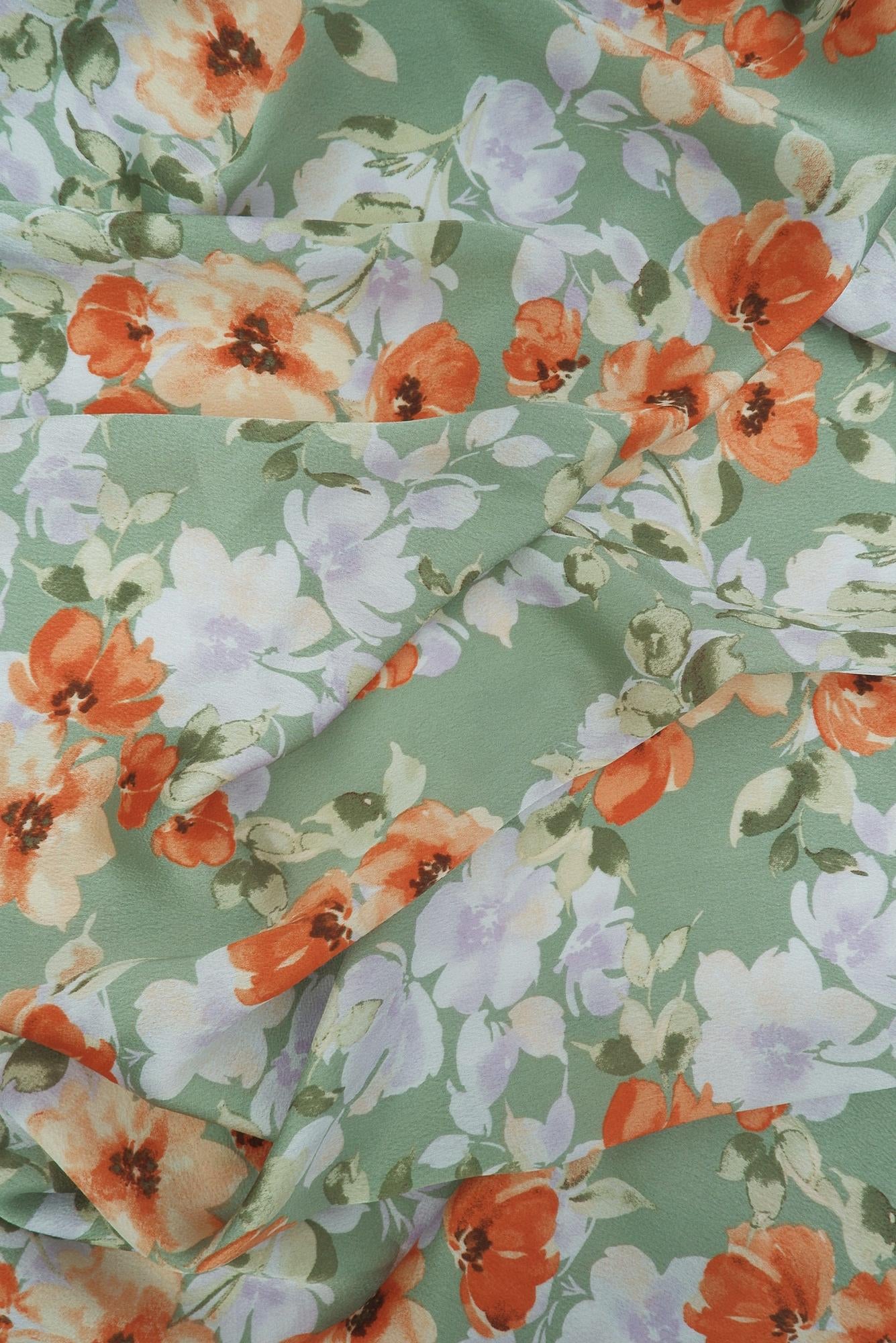 POP4427-MS10501 SAGE BLOUSE BODYSUIT BOTTOMS CAMI DRESS FLORAL FLOWER PANTS POLYESTER PRINT SATIN SKIRTS SPANDEX TOPS WOVEN