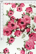 KNT2100-SE60540 IVORY/ROSE BIKER SHORTS BODYSUIT CAMI DRESS DTY BRUSHED FLORAL FLOWER IVORY KNIT LOUNGEWEAR PANTS POLYESTER PRINT ROSE SPANDEX STRETCH T-SHIRT TOPS TUNICS