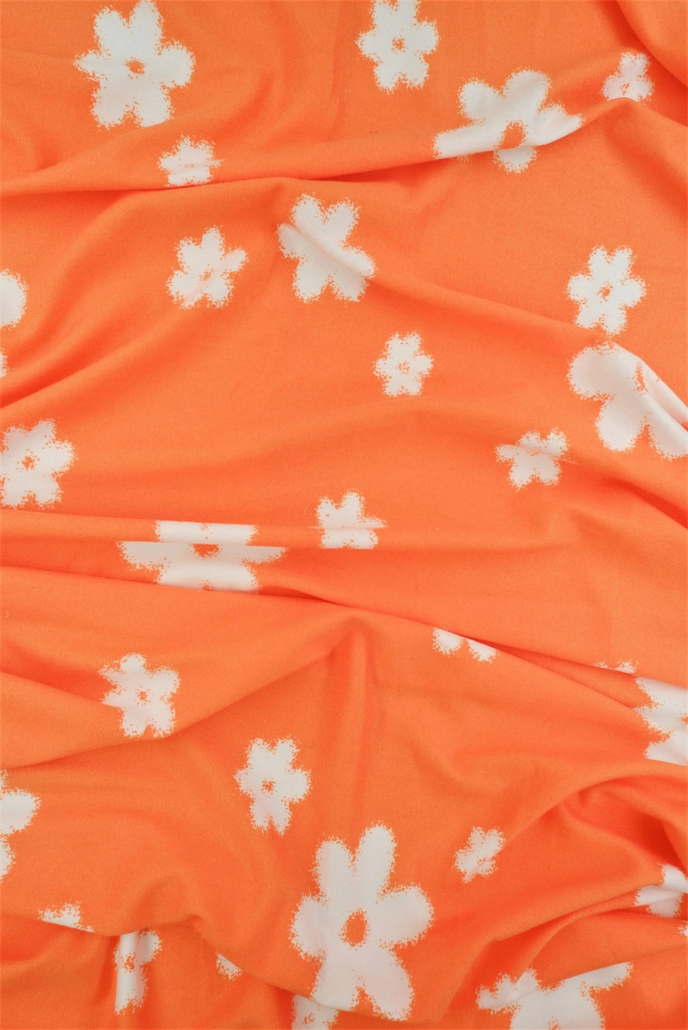 KNT2100-MS10050 ORANGE LT FLOWER ACTIVEWEAR BIKER SHORTS BLOUSE BODYSUIT BOTTOMS CAMI DRESS DTY BRUSHED FLORAL KNIT LOUNGEWEAR ORANGE PANTS POLYESTER PRINT SKIRTS SPANDEX STRETCH T-SHIRT TOPS TUNICS WHITE