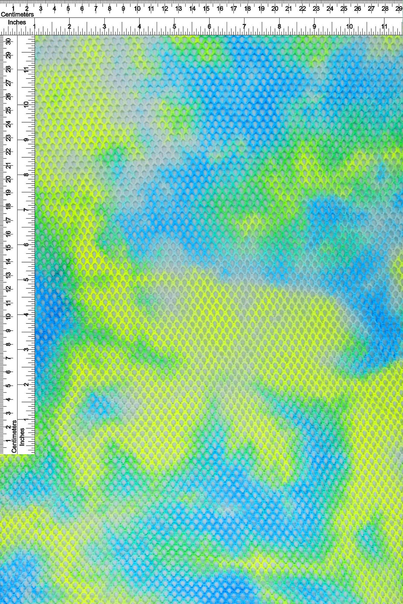 MESH-4123 NEON YELLOW/BLUE BLOUSE BLUE BODYSUIT CAMI FLOCKING LOUNGEWEAR MESH POLYESTER PRINT-B SPANDEX STRETCH TIE-DYE TOPS TUNICS YELLOW