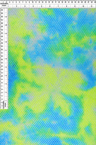 MESH-4123 NEON YELLOW/BLUE BLOUSE BLUE BODYSUIT CAMI FLOCKING LOUNGEWEAR MESH POLYESTER PRINT-B SPANDEX STRETCH TIE-DYE TOPS TUNICS YELLOW