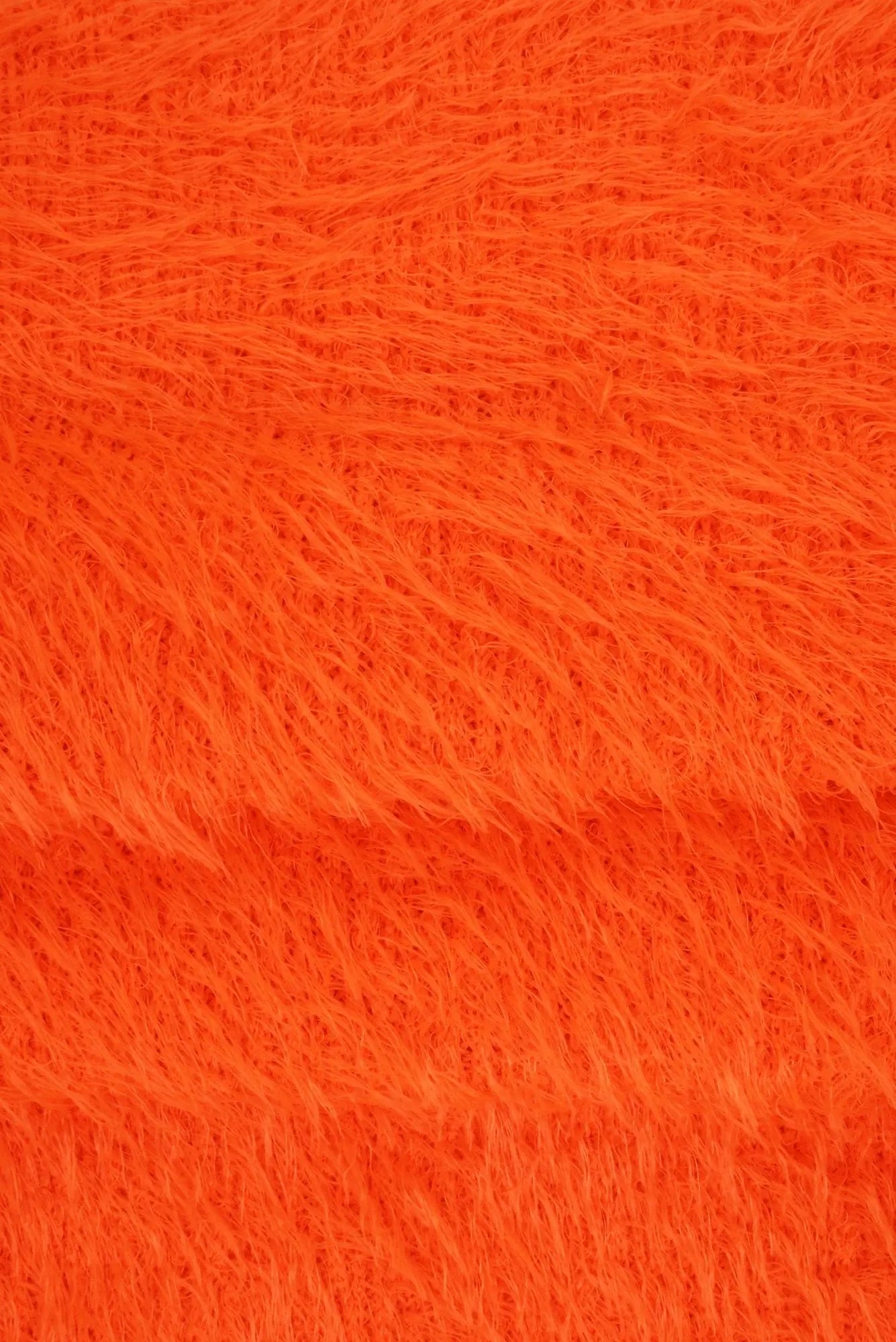 KNT4138 NEON ORANGE HACCI KNIT NEON NO-PRINT ORANGE OUTERWEAR POLYESTER SOLID SPANDEX STRETCH SWEATER TUNICS
