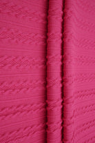 JACQ-4476 FUCHSIA BOTTOMS DRESS GEOMETRIC JACQUARD KNIT LIVERPOOL MAGENTA OUTERWEAR PANTS POLYESTER SKIRTS SOLID SPANDEX STRETCH SWEATER TOPS