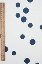 CRP4628-MS11094 IVORY/NAVY BOTTOMS CAMI CRINKLE DOT DRESS PANTS POLYESTER PRINT SKIRTS SPANDEX TOPS TUNICS WOVEN