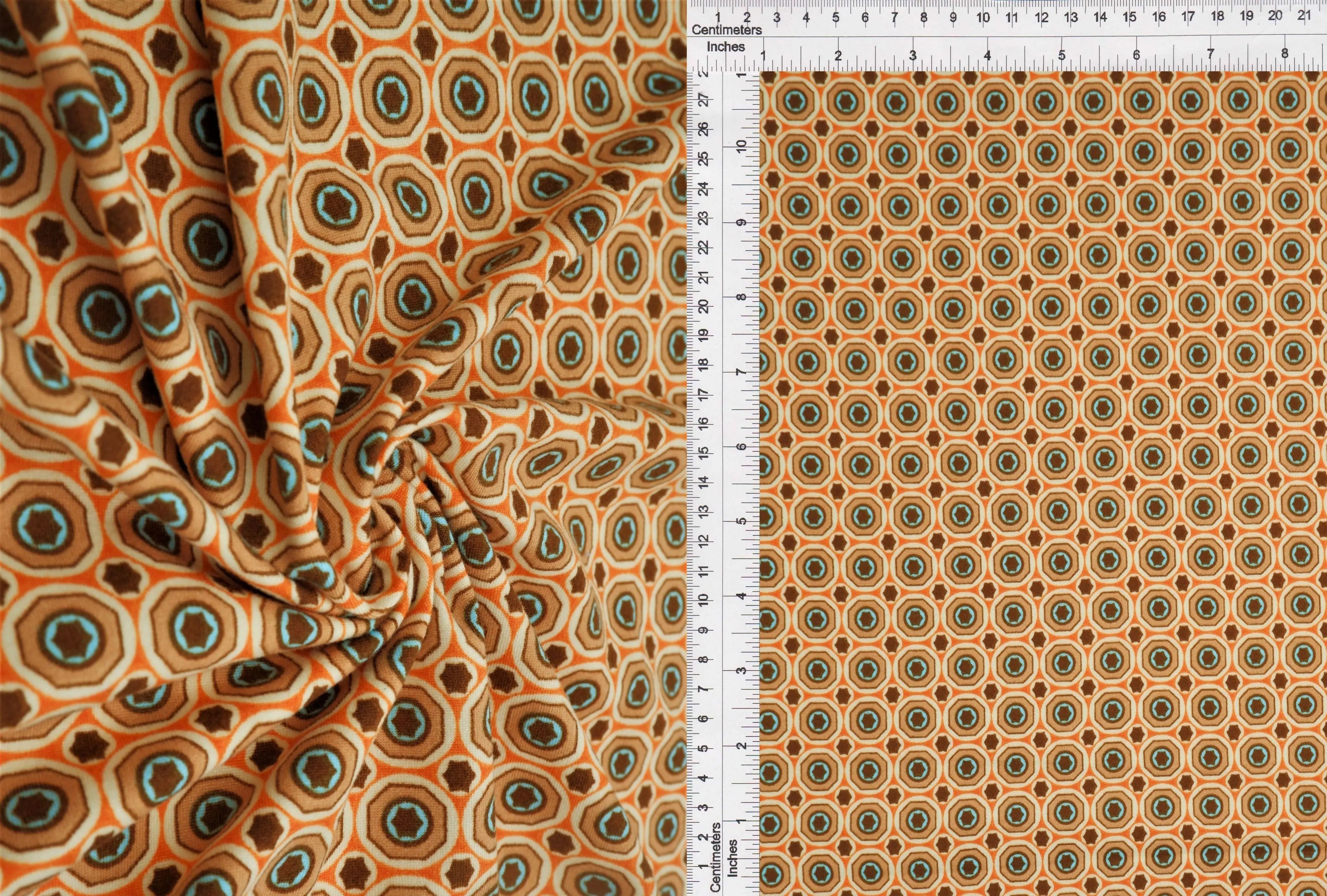 KNT2100-MS10158 ORANGE/BROWN BIKER SHORTS BLOUSE BODYSUIT BOTTOMS CAMI DRESS DTY BRUSHED GEOMETRIC KNIT LOUNGEWEAR PANTS POLYESTER PRINT SKIRTS SPANDEX STRETCH T-SHIRT TOPS TUNICS