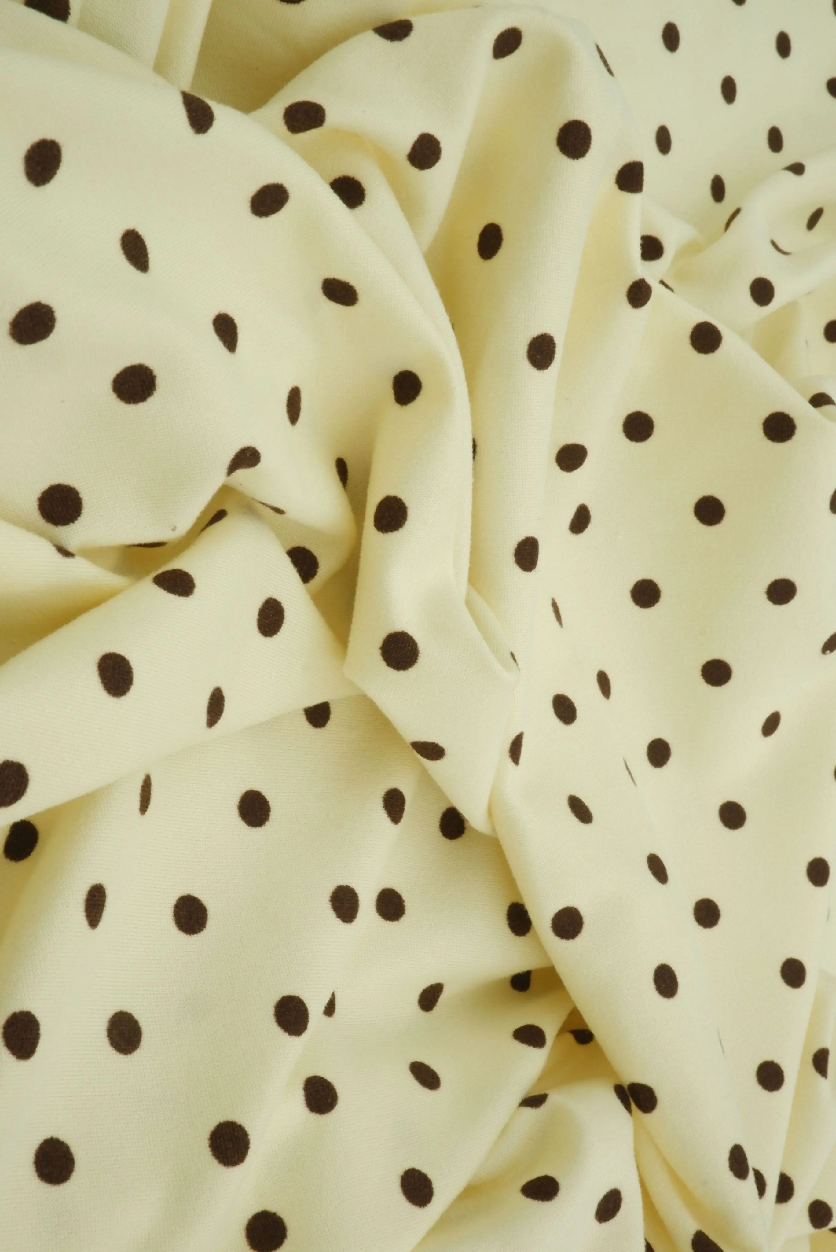 KNT4520-MS11654 YELLOW/BROWN BOTTOMS BROWN DOT DRESS DTY BRUSHED KNIT POLYESTER SPANDEX PRINT T-SHIRT TOPS YELLOW