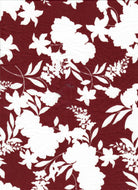 KNT4498-MS11299 BURGUNDY BODYSUIT BOTTOMS CAMI DRESS DTY FLORAL FLOWER KNIT PANTS POLYESTER PRINT SKIRTS SPANDEX STRETCH TOPS