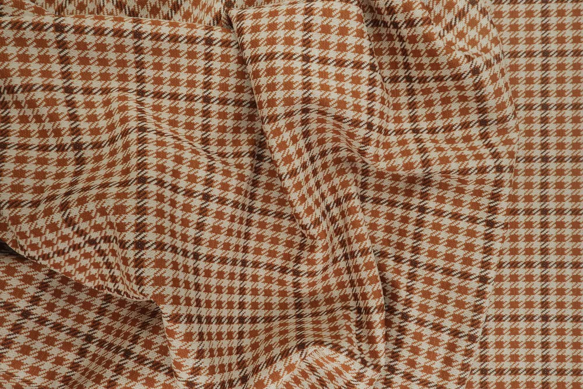KNT4211 RUST/BROWN BODYSUIT DOUBLE KNIT DRESS JACQUARD PANTS PLAID POLYESTER RAYON SKIRTS SOLID-B SPANDEX STRETCH TUNICS YARN DYED
