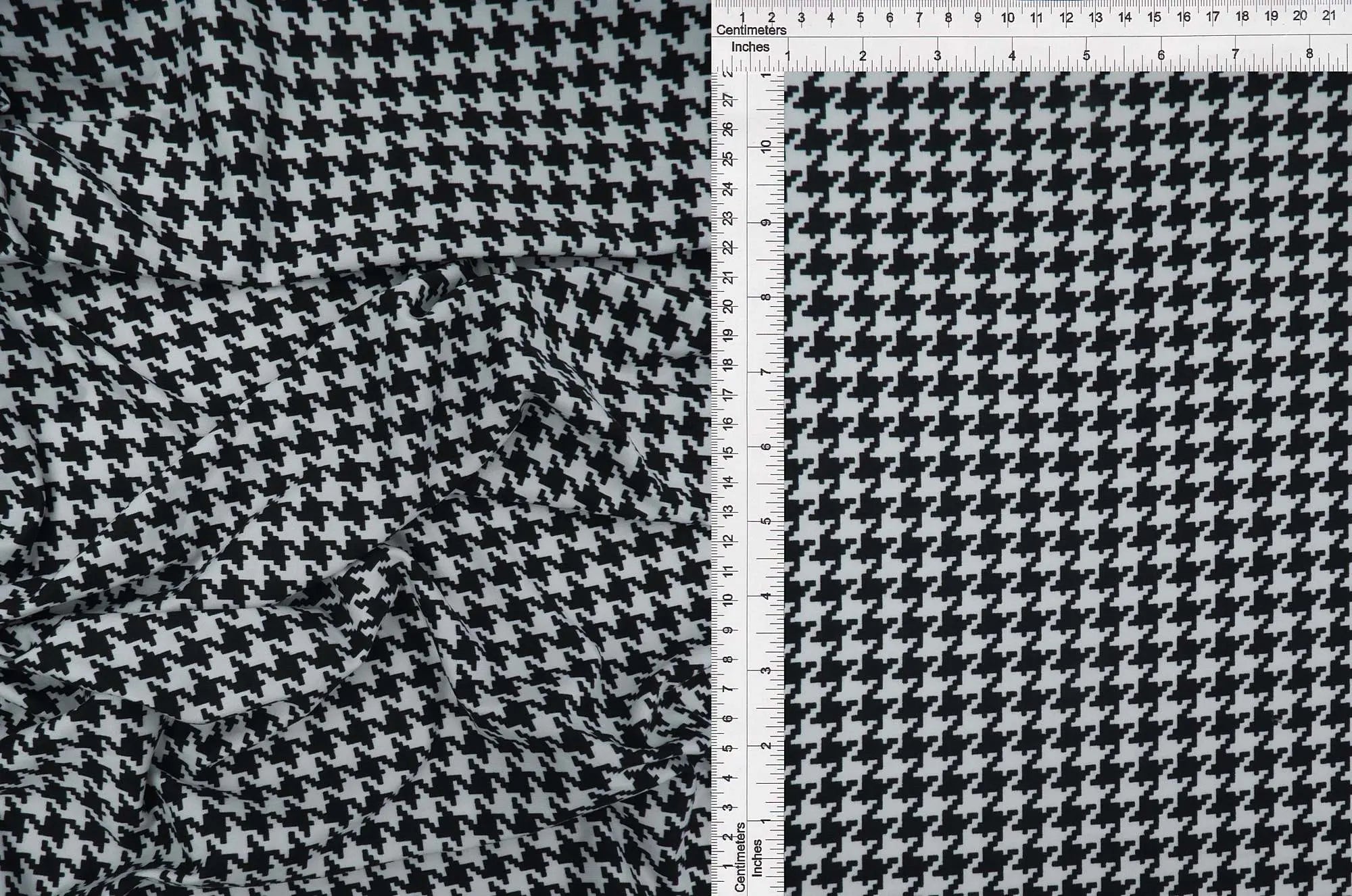 KNT2100-DU187 BLACK BIKER SHORTS BLACK BODYSUIT CAMI DTY BRUSHED HOUNDSTOOTH KNIT POLYESTER PRINT SPANDEX STRETCH WHITE