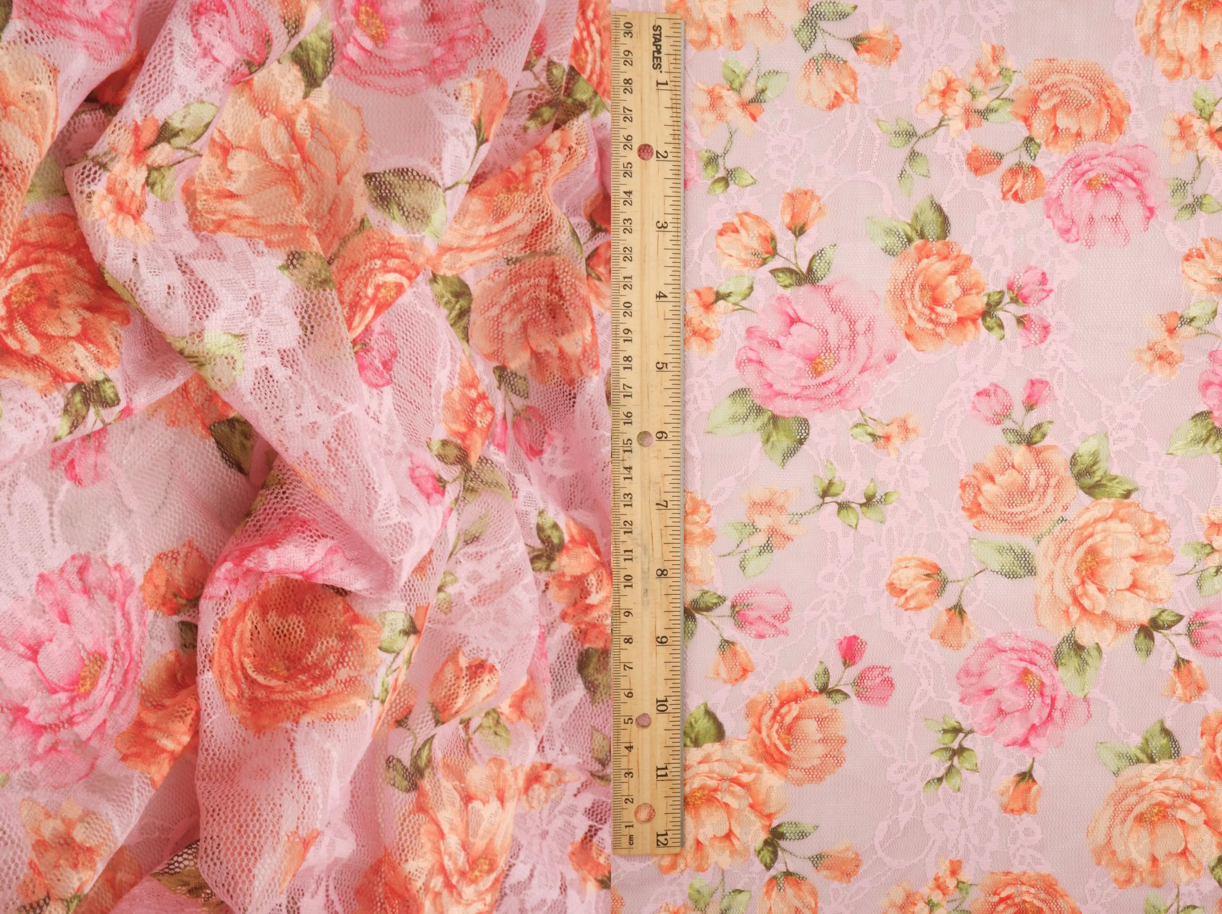 LACE1483-M11757 PINK BLOUSE BODYSUIT BOTTOMS CAMI DIGITAL PRINT DRESS LACE LEOPARD POLYESTER SKIRTS SPANDEX T-SHIRT TOPS