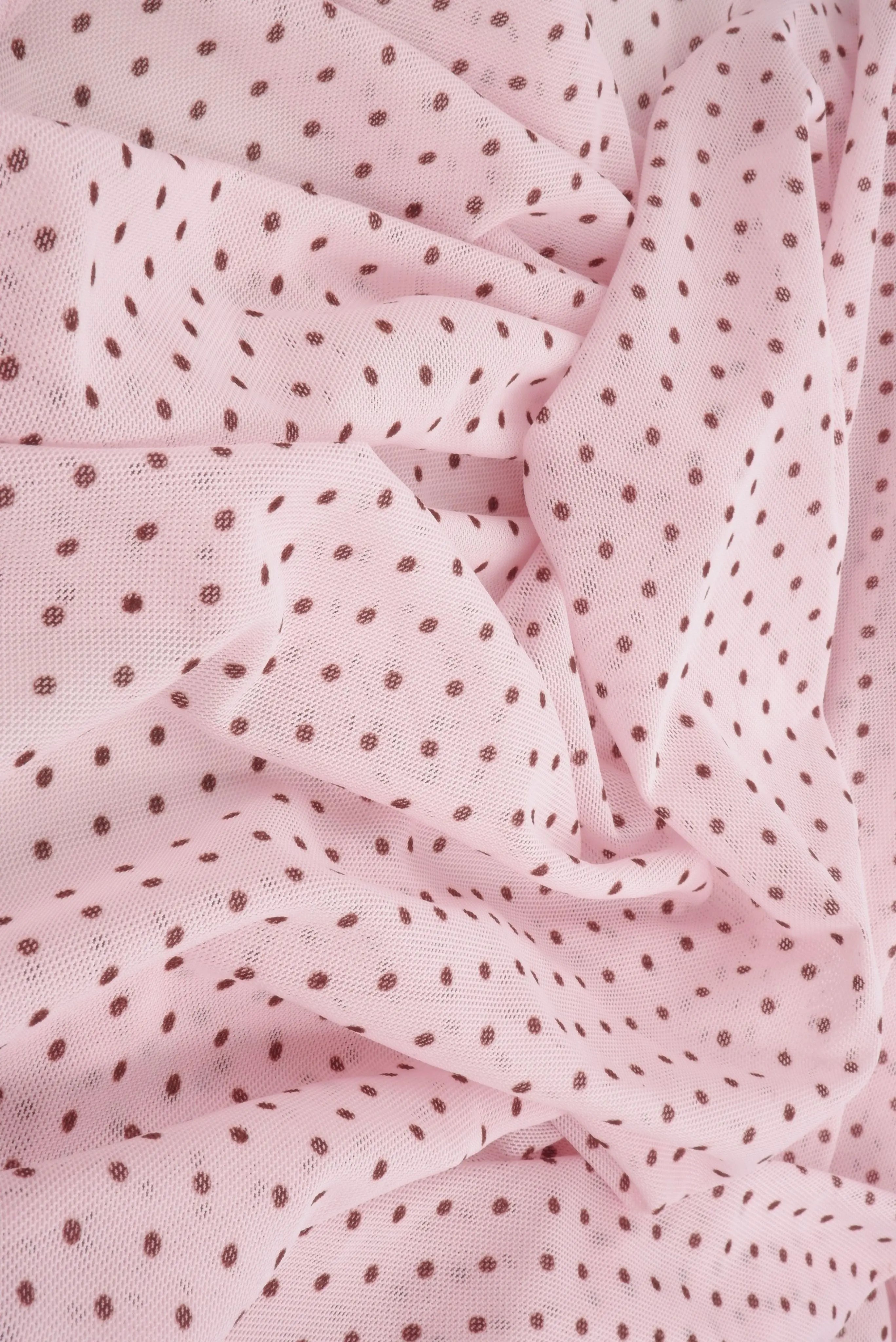 MESH-DU1614 PINK/BROWN DOT MESH POLYESTER PRINT SPANDEX