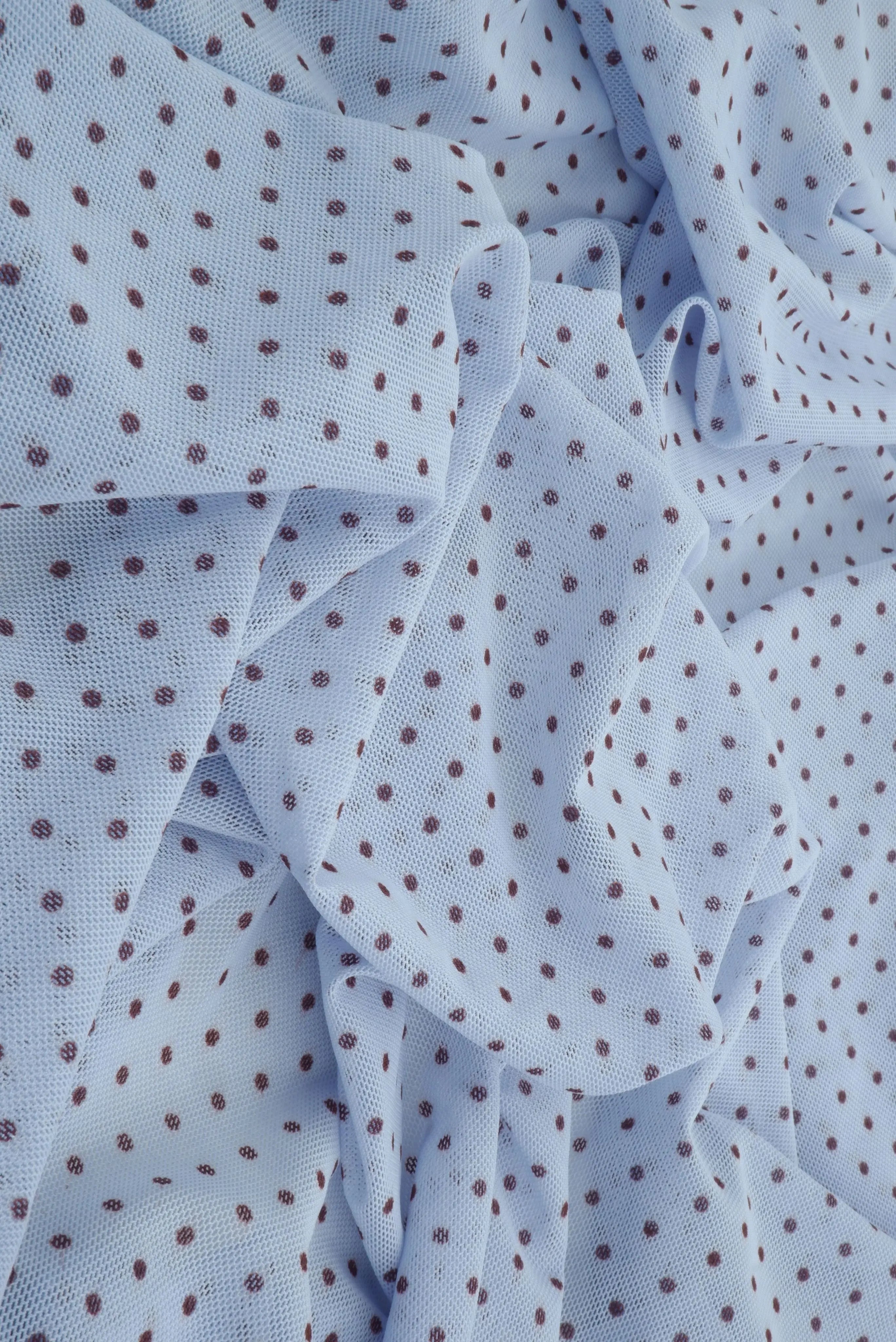 MESH-DU1614 BLUE/BROWN DOT MESH POLYESTER PRINT SPANDEX